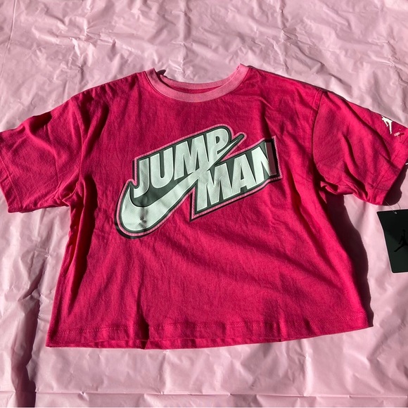 Girls’ Jordan Jumpman Logo Pink Short Sleeve Tee Size M - Picture 1 of 2